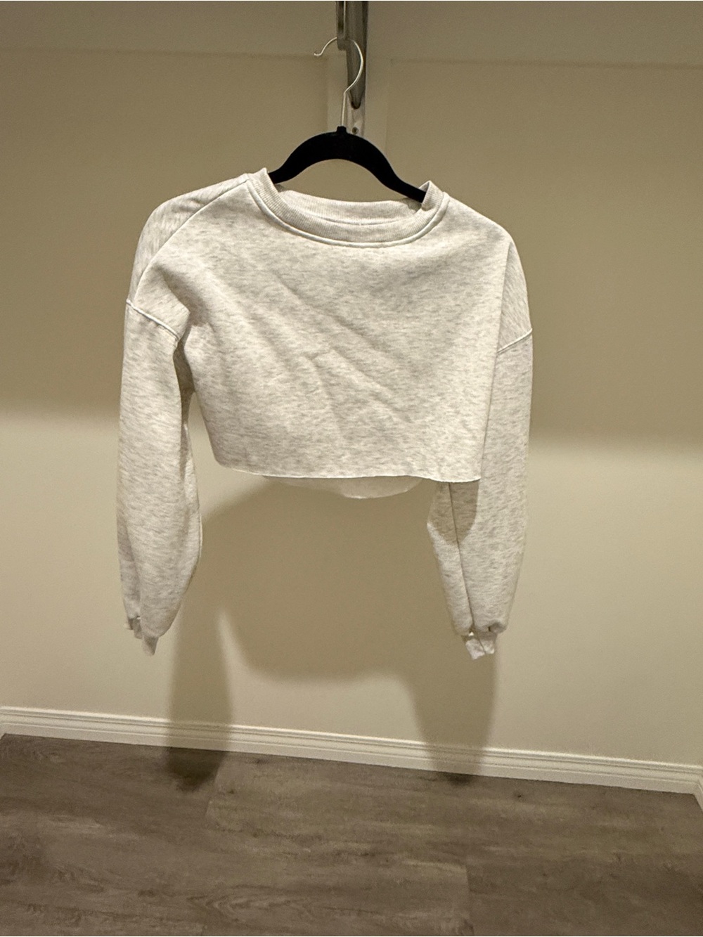 Cropped Crewneck Sweatshirt - Light Gray